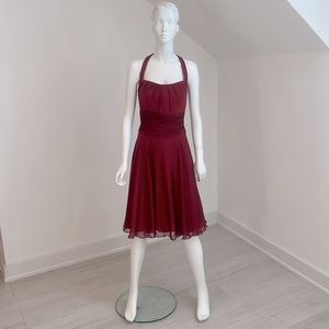 NWT SAMPLE BELLA FORMALS by Venus bridal size 10 Claret red Iridescent chiffon.